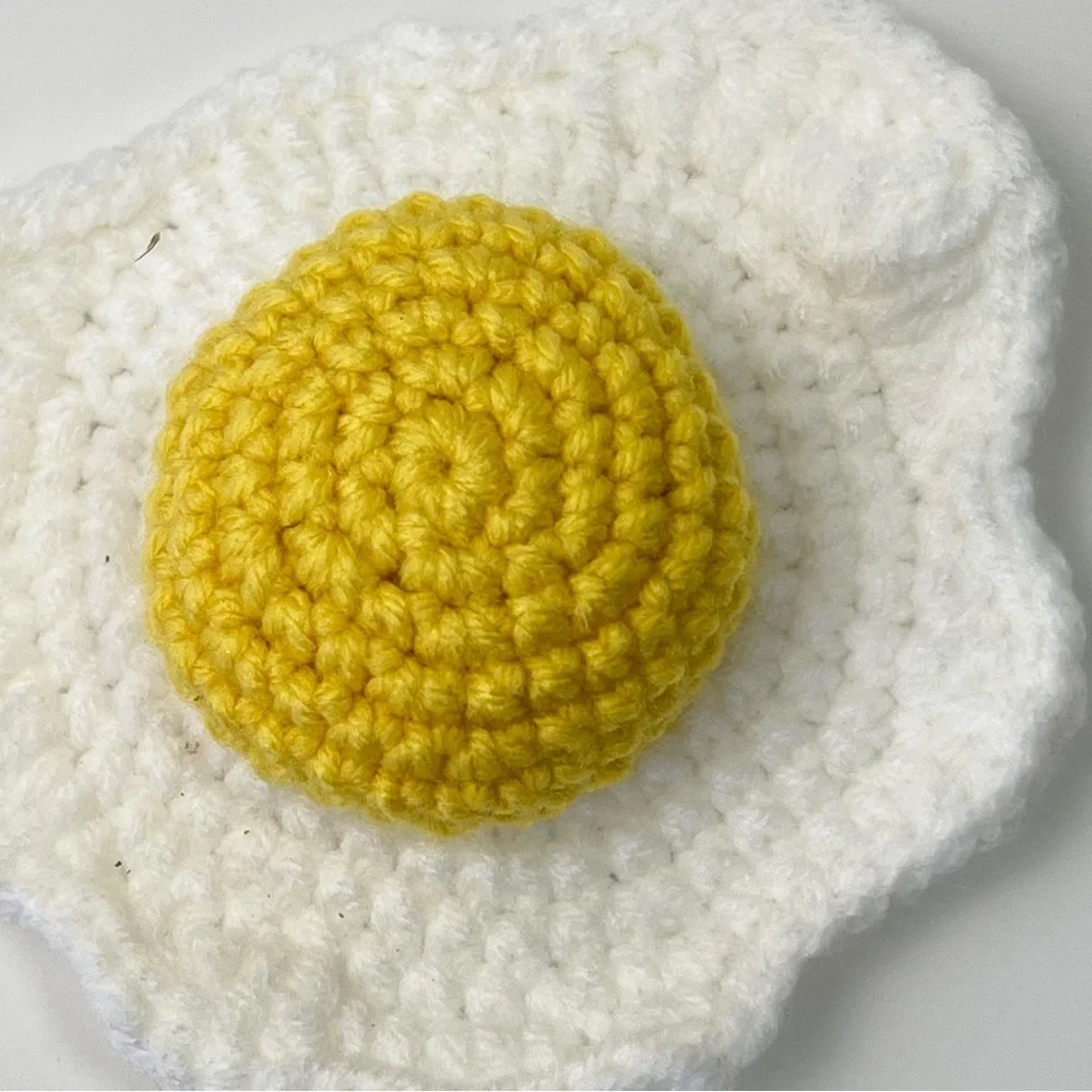 Cat Toy Handmade Fried Egg Catnip Crochet Toy